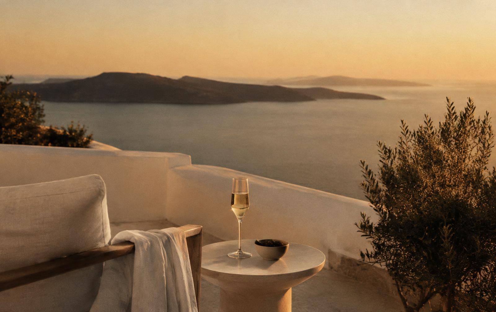 Sunset terrace above the sea